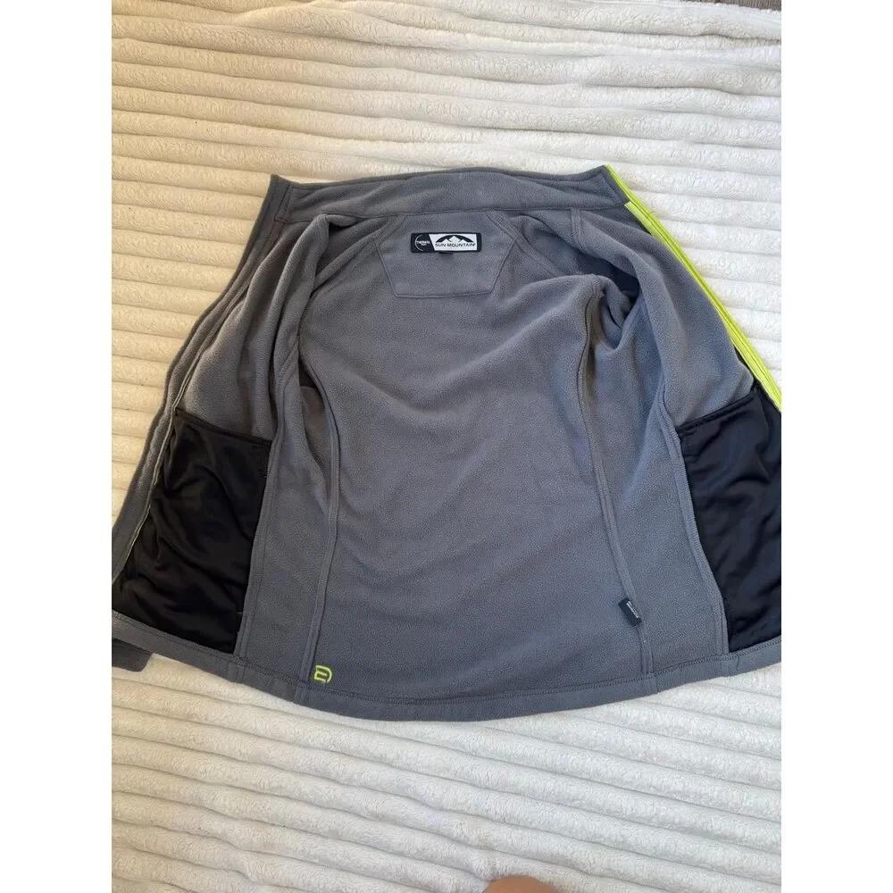 Sun Mountain Thermal Wear Gray & Neon Yellow Full-Zip Fleece Jacket Women's